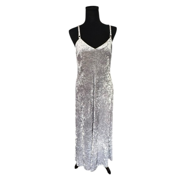 Calvin Klein Dresses & Skirts - Calvin Klein Silver Crushed Velvet Slip Maxi Dress Y2K 90 Minimalist Party 10 H4